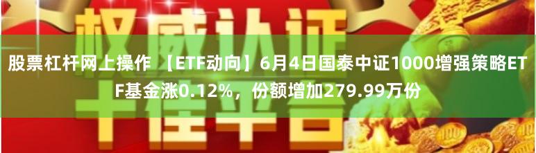 股票杠杆网上操作 【ETF动向】6月4日国泰中证1000增强策略ETF基金涨0.12%，份额增加279.99万份